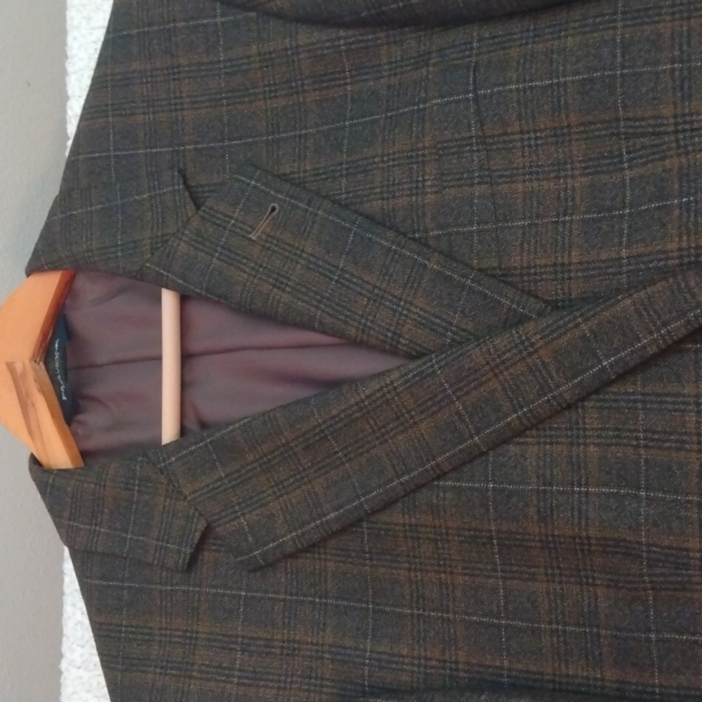 Jos. A. Bank Signature Collection Brown Wool Plaid/Glen Check Sport Jacket 42R - Picture 3 of 14